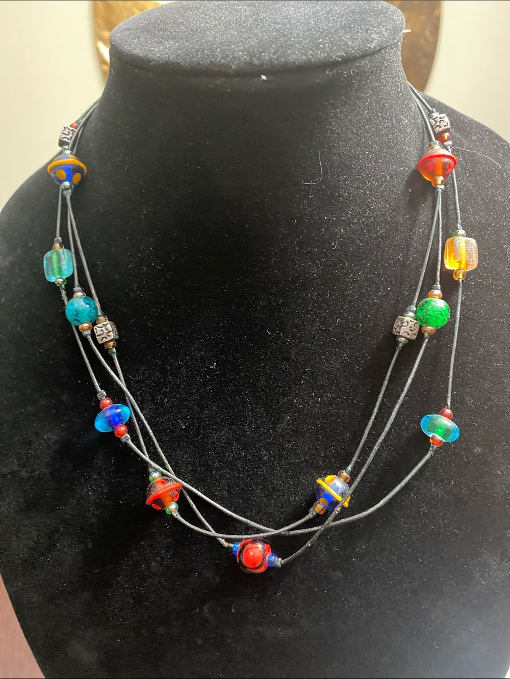 Chico's Multi-Color Glass Bead Layered Necklace